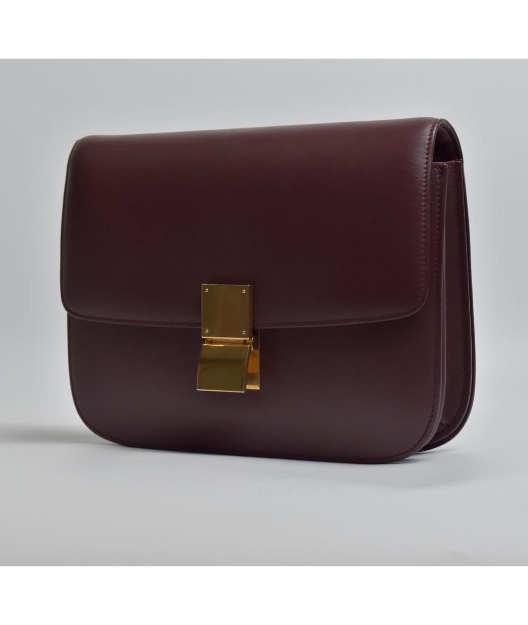 CELINE Бордовая кожаная сумка через плечо, фото 2