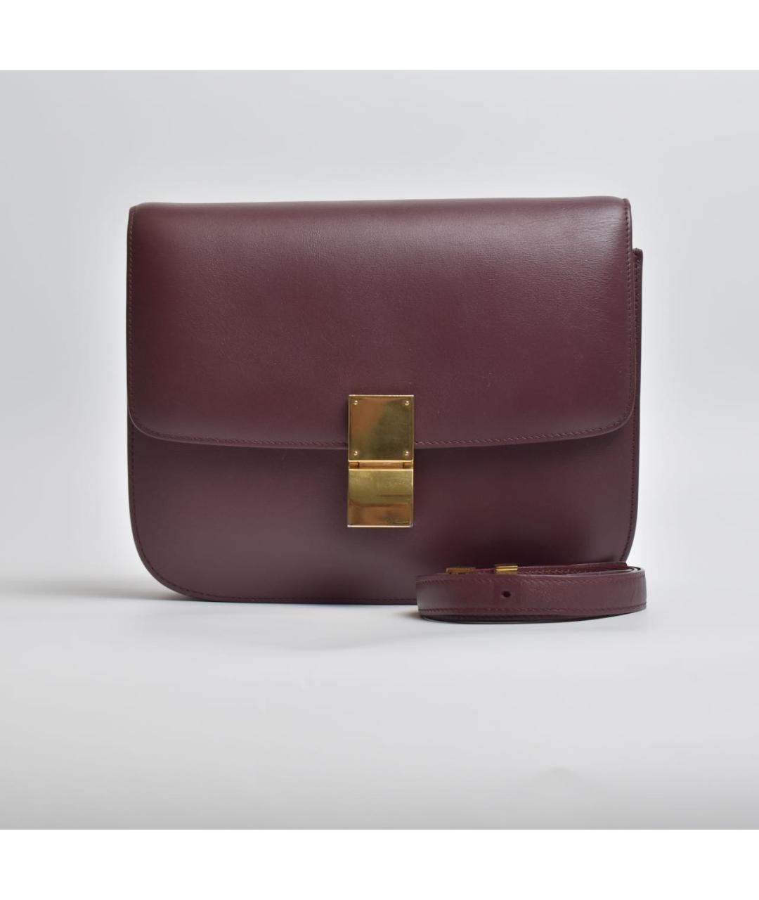 CELINE Бордовая кожаная сумка через плечо, фото 9