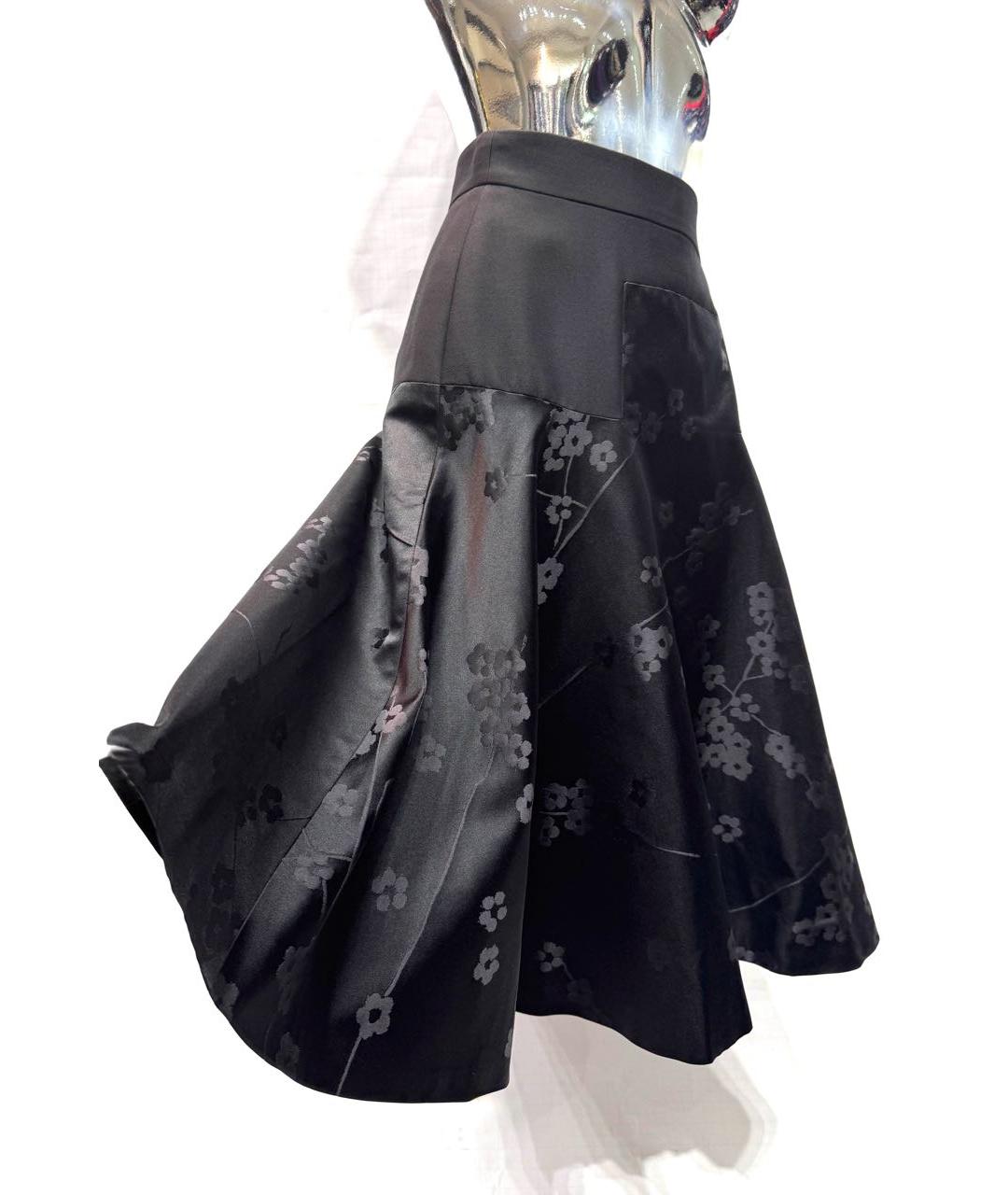 ALEXANDER MCQUEEN Черная шелковая юбка миди, фото 2