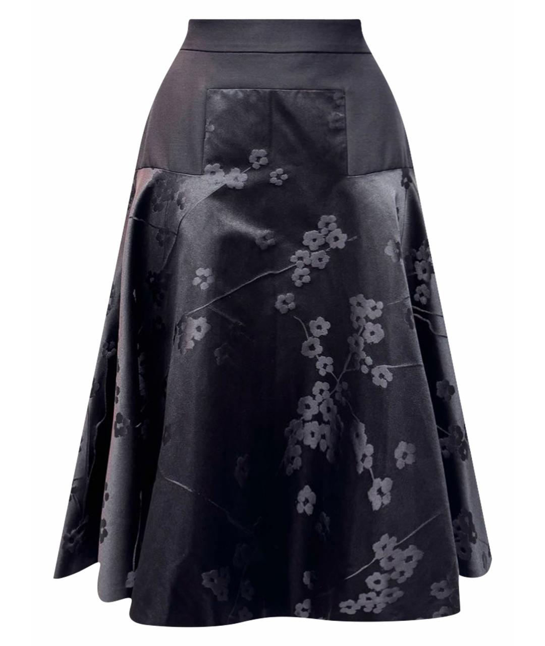 ALEXANDER MCQUEEN Черная шелковая юбка миди, фото 1