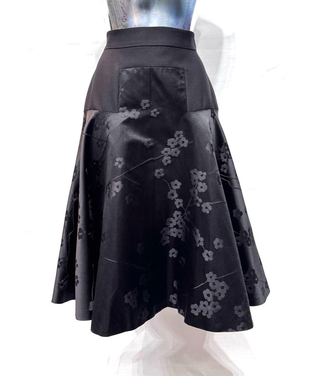 ALEXANDER MCQUEEN Черная шелковая юбка миди, фото 8