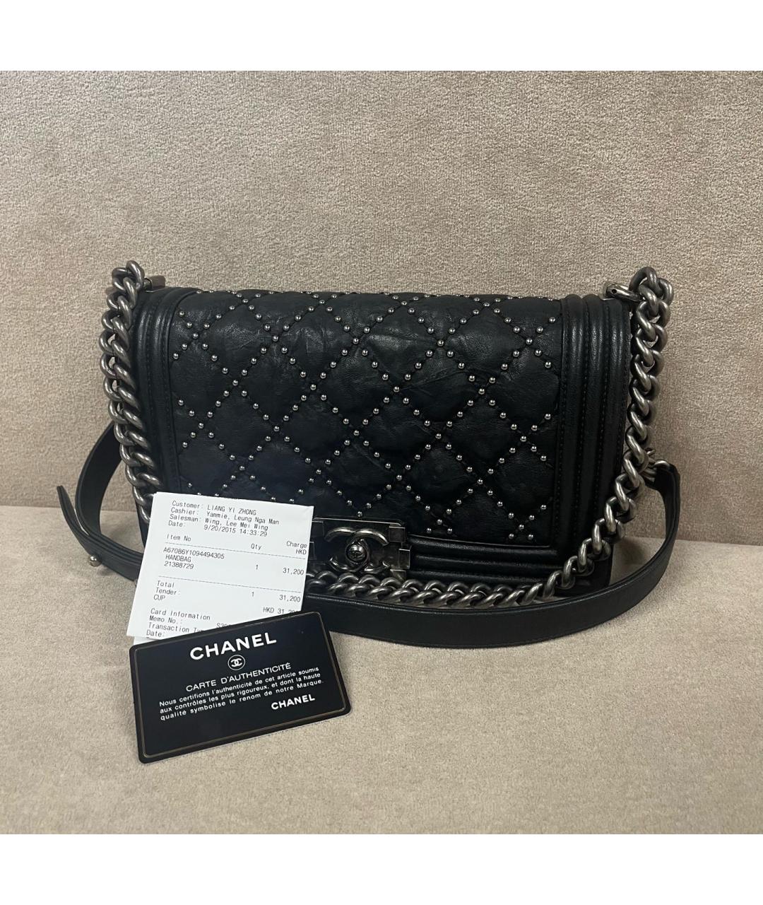 CHANEL Черная кожаная сумка через плечо, фото 10