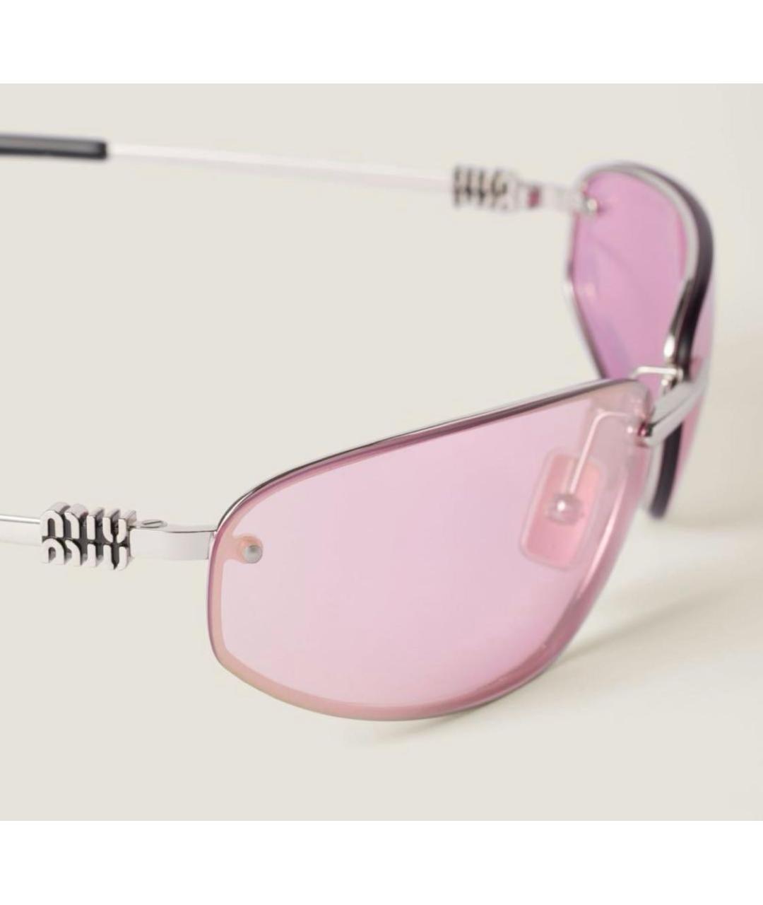 MIU MIU Розовые металлические солнцезащитные очки, фото 4