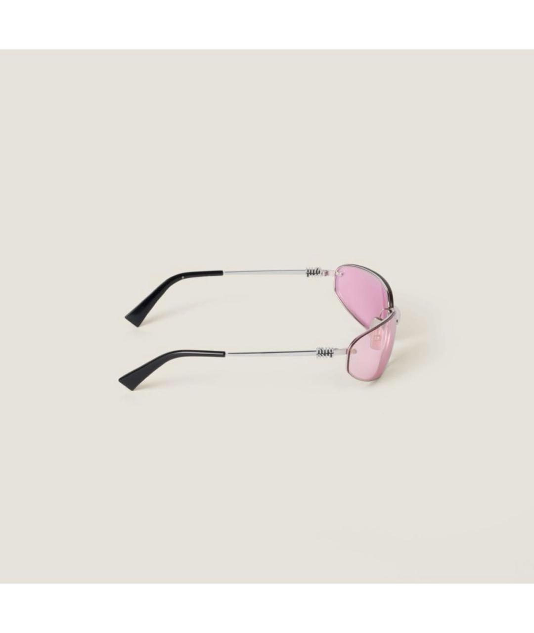 MIU MIU Розовые металлические солнцезащитные очки, фото 3