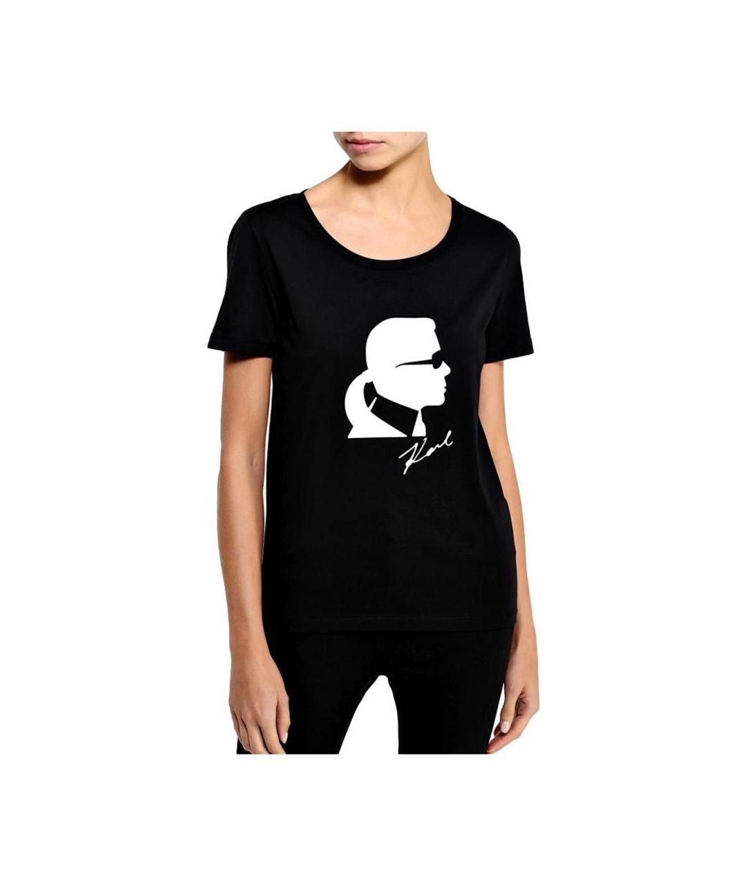 KARL LAGERFELD Черная хлопко-эластановая футболка, фото 8