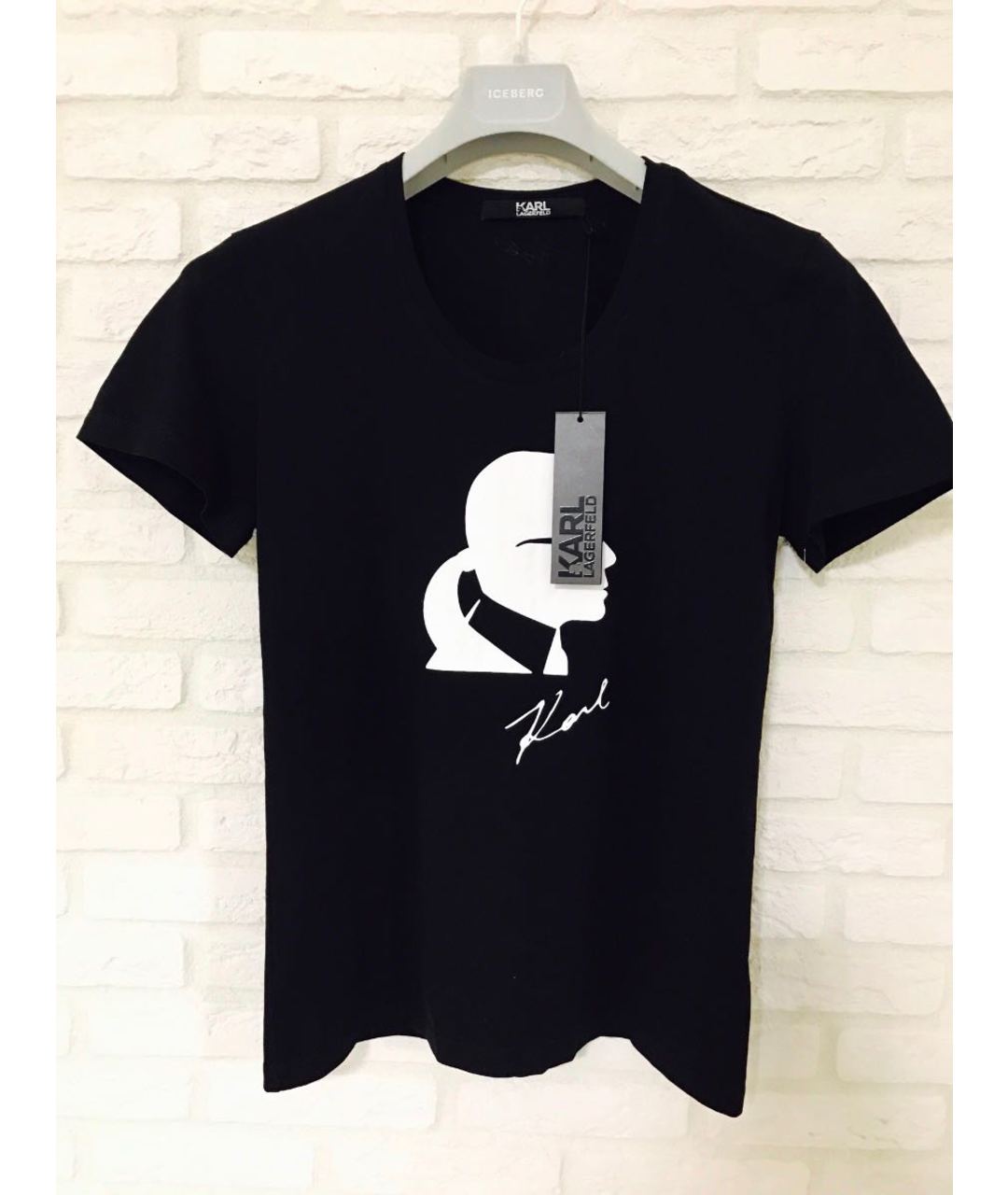 KARL LAGERFELD Черная хлопко-эластановая футболка, фото 3