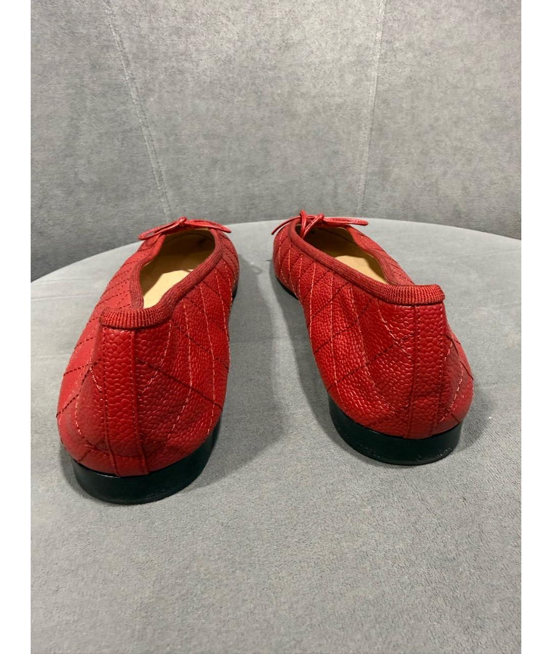 CHANEL Красные кожаные балетки, фото 6