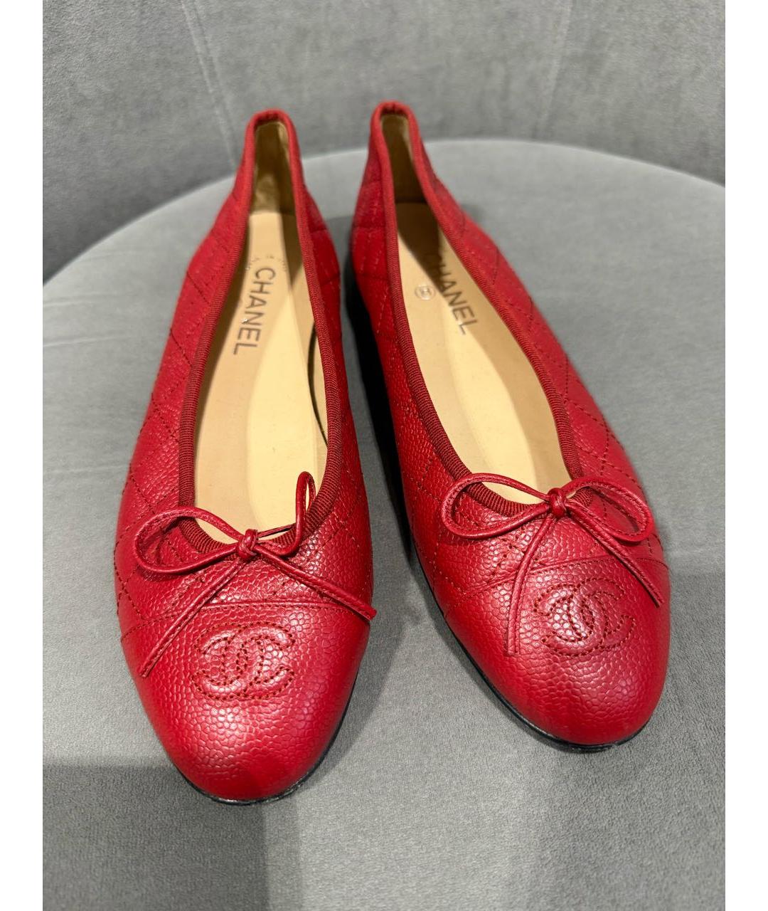 CHANEL Красные кожаные балетки, фото 3