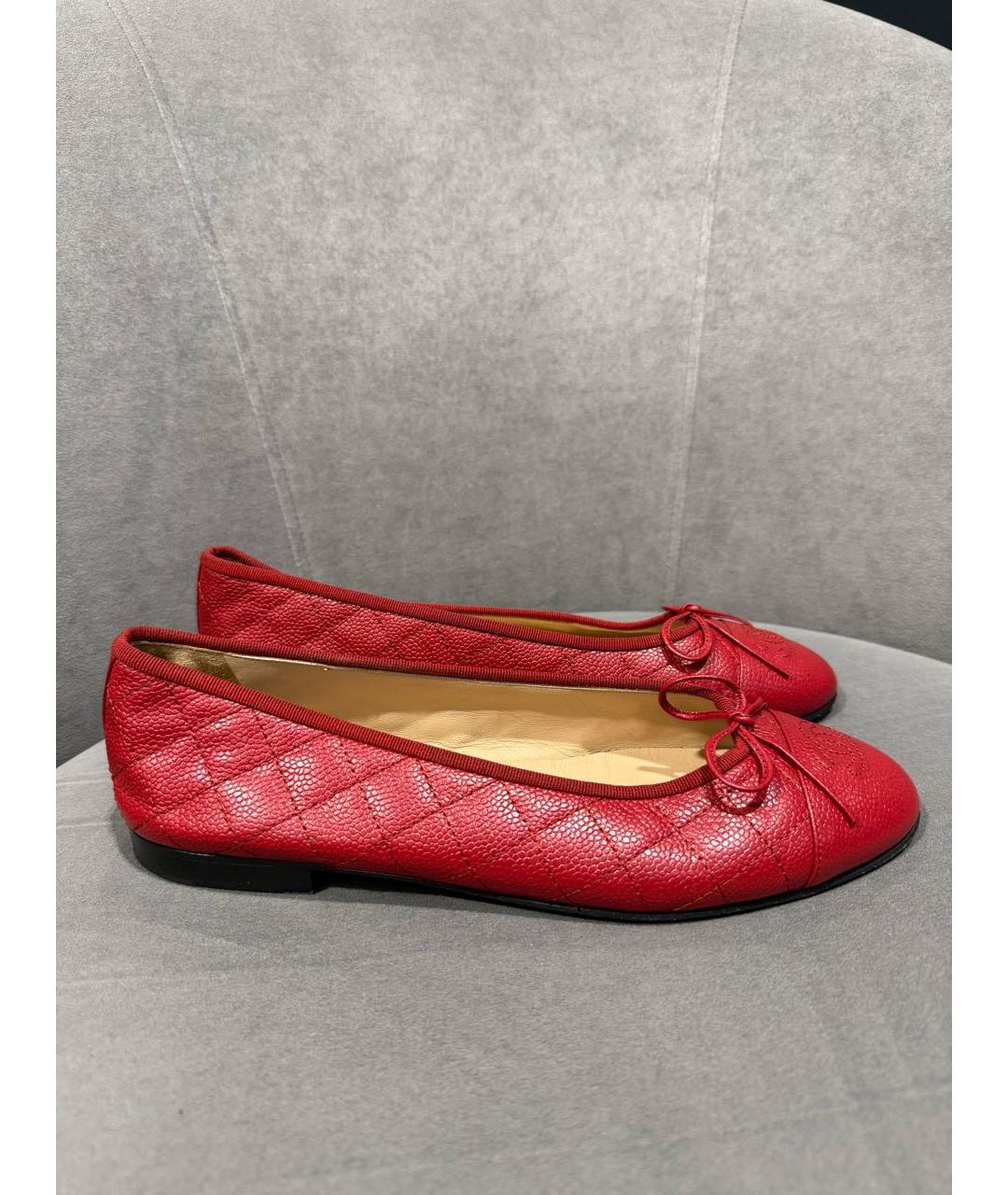 CHANEL Красные кожаные балетки, фото 8