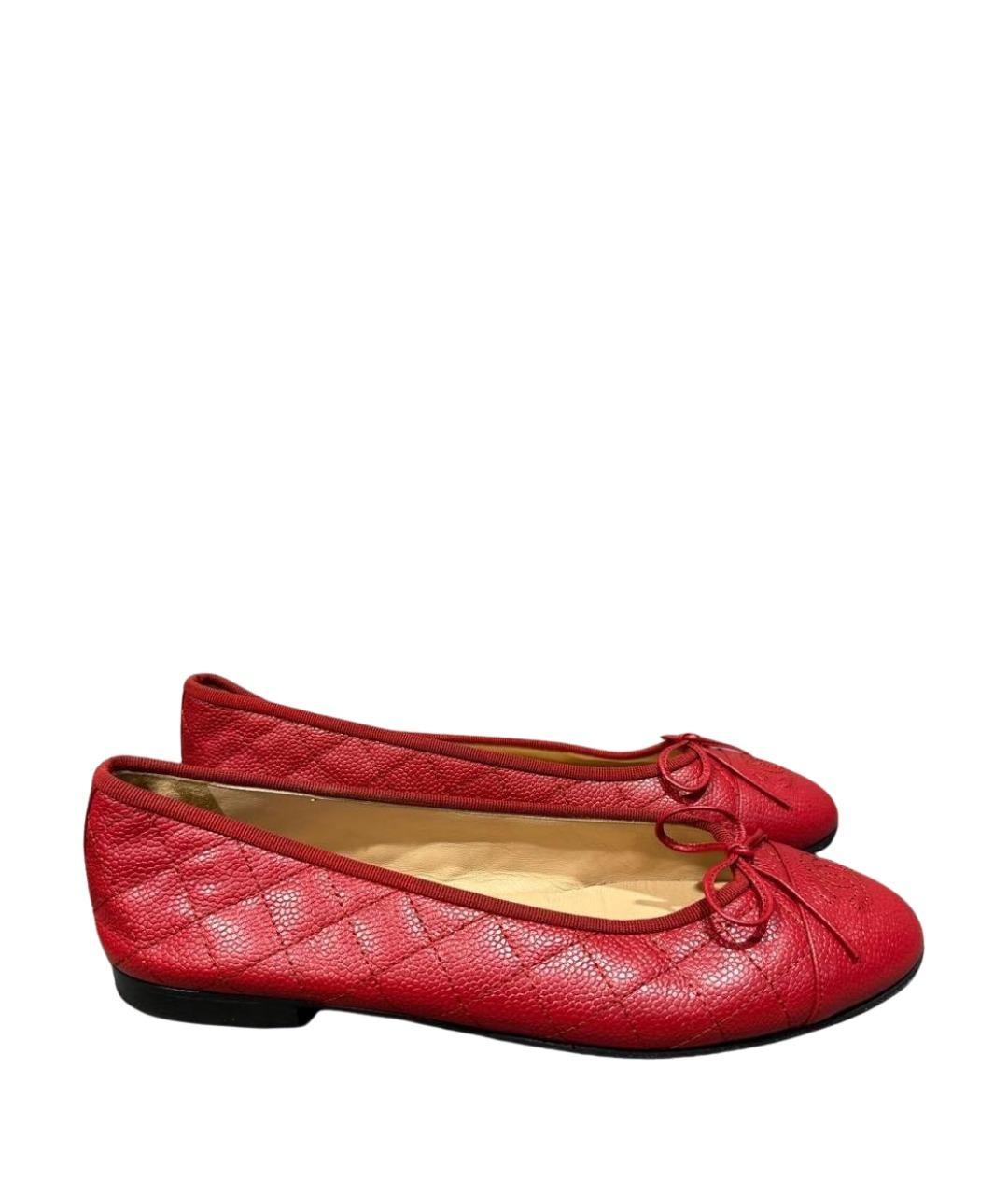 CHANEL Красные кожаные балетки, фото 1