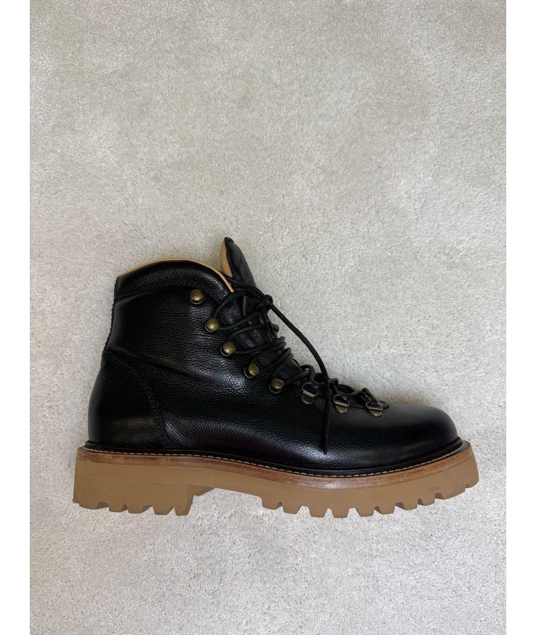 BRUNELLO CUCINELLI Черные кожаные высокие кроссовки / кеды, фото 5