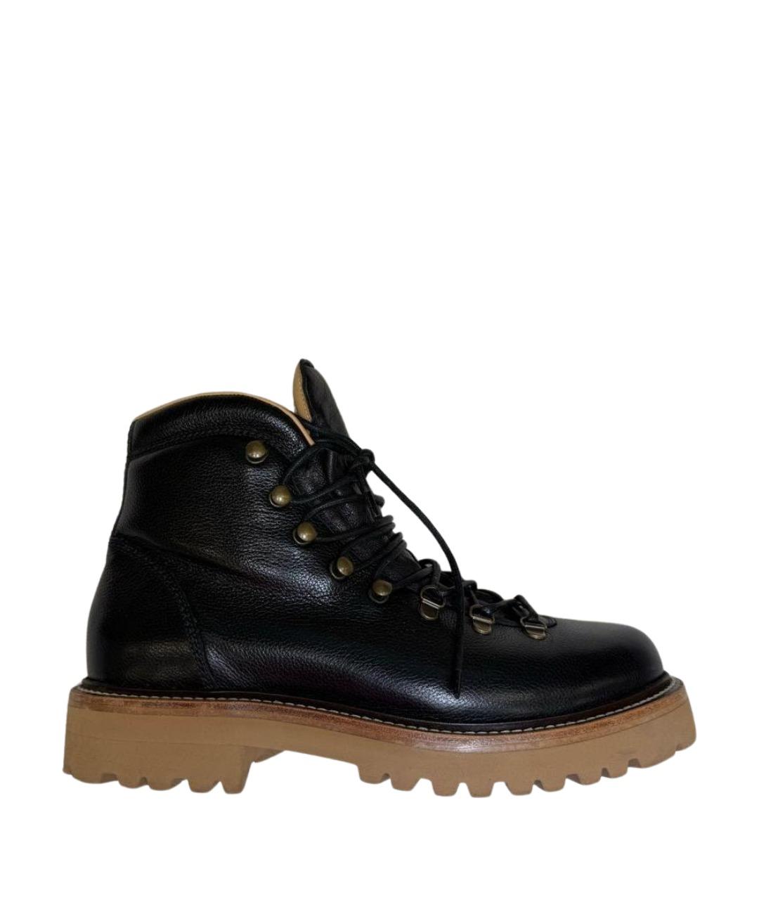 BRUNELLO CUCINELLI Черные кожаные высокие кроссовки / кеды, фото 1