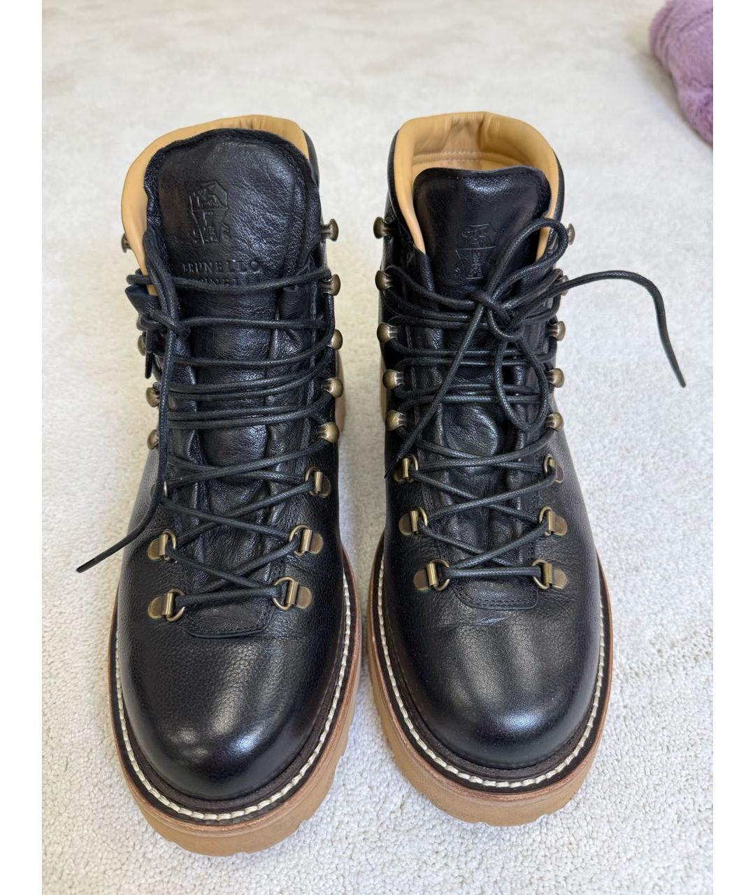 BRUNELLO CUCINELLI Черные кожаные высокие кроссовки / кеды, фото 2