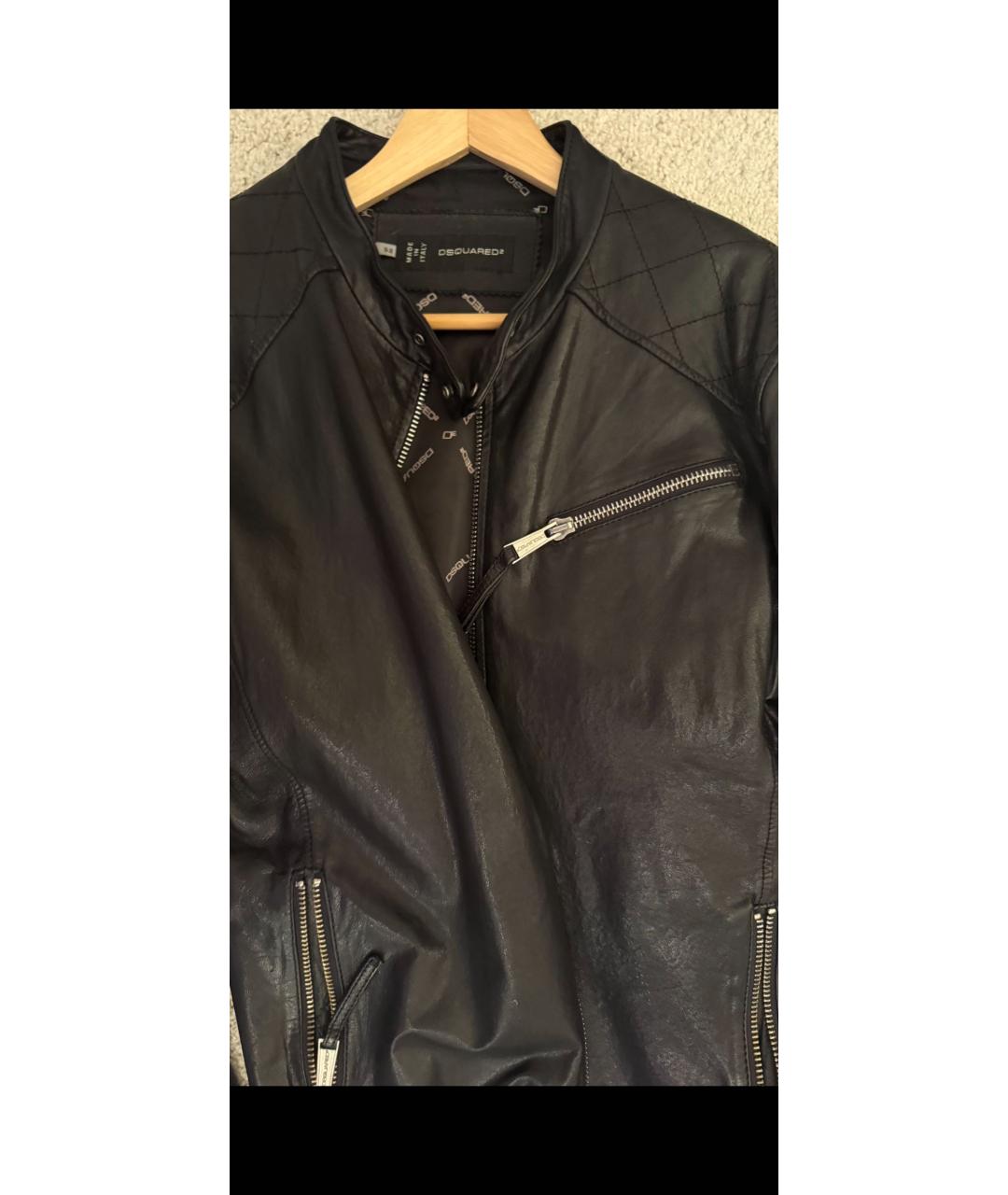 DSQUARED2 Черная кожаная куртка, фото 4
