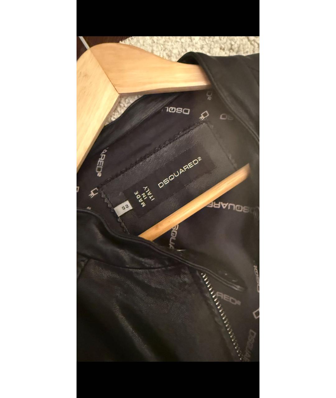 DSQUARED2 Черная кожаная куртка, фото 3