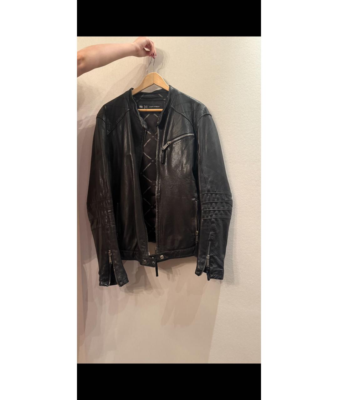 DSQUARED2 Черная кожаная куртка, фото 5