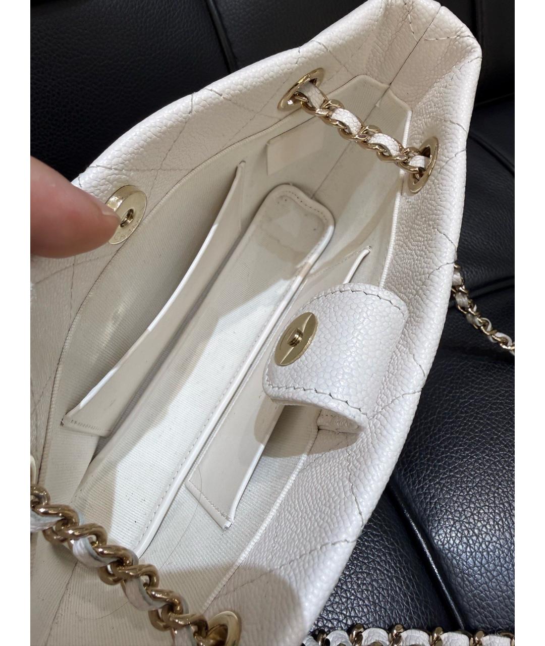 CHANEL Белая кожаная сумка через плечо, фото 7