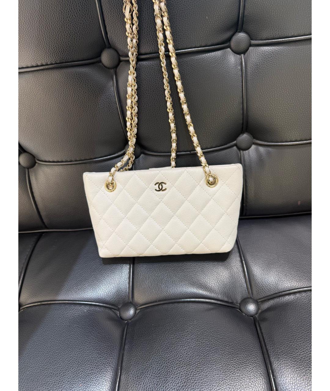 CHANEL Белая кожаная сумка через плечо, фото 8