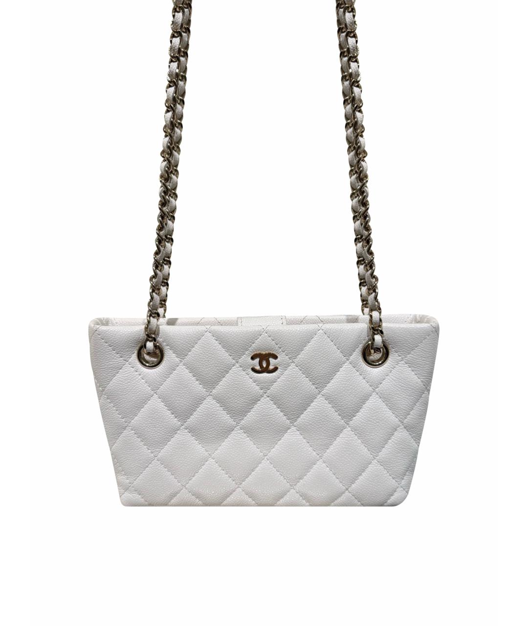 CHANEL Белая кожаная сумка через плечо, фото 1