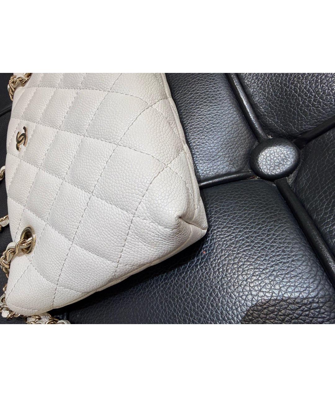CHANEL Белая кожаная сумка через плечо, фото 3