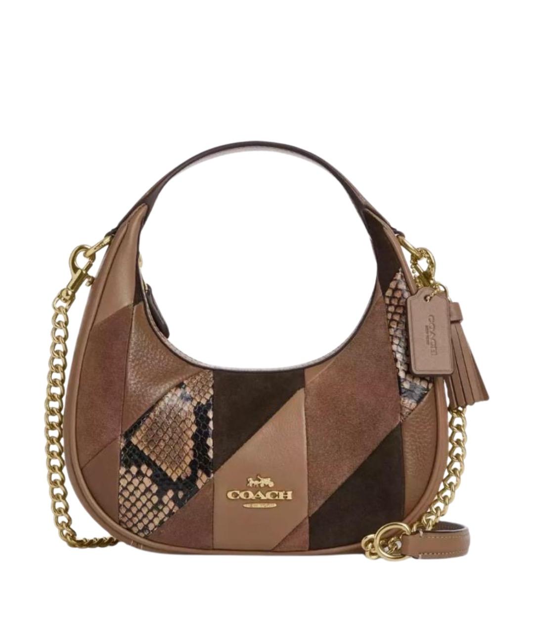 COACH Коричневая кожаная сумка через плечо, фото 1