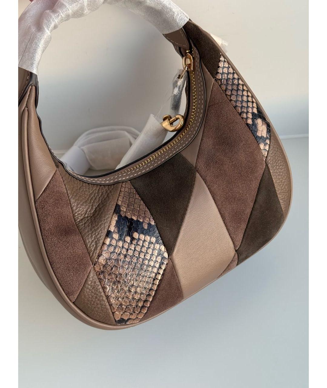 COACH Коричневая кожаная сумка через плечо, фото 3