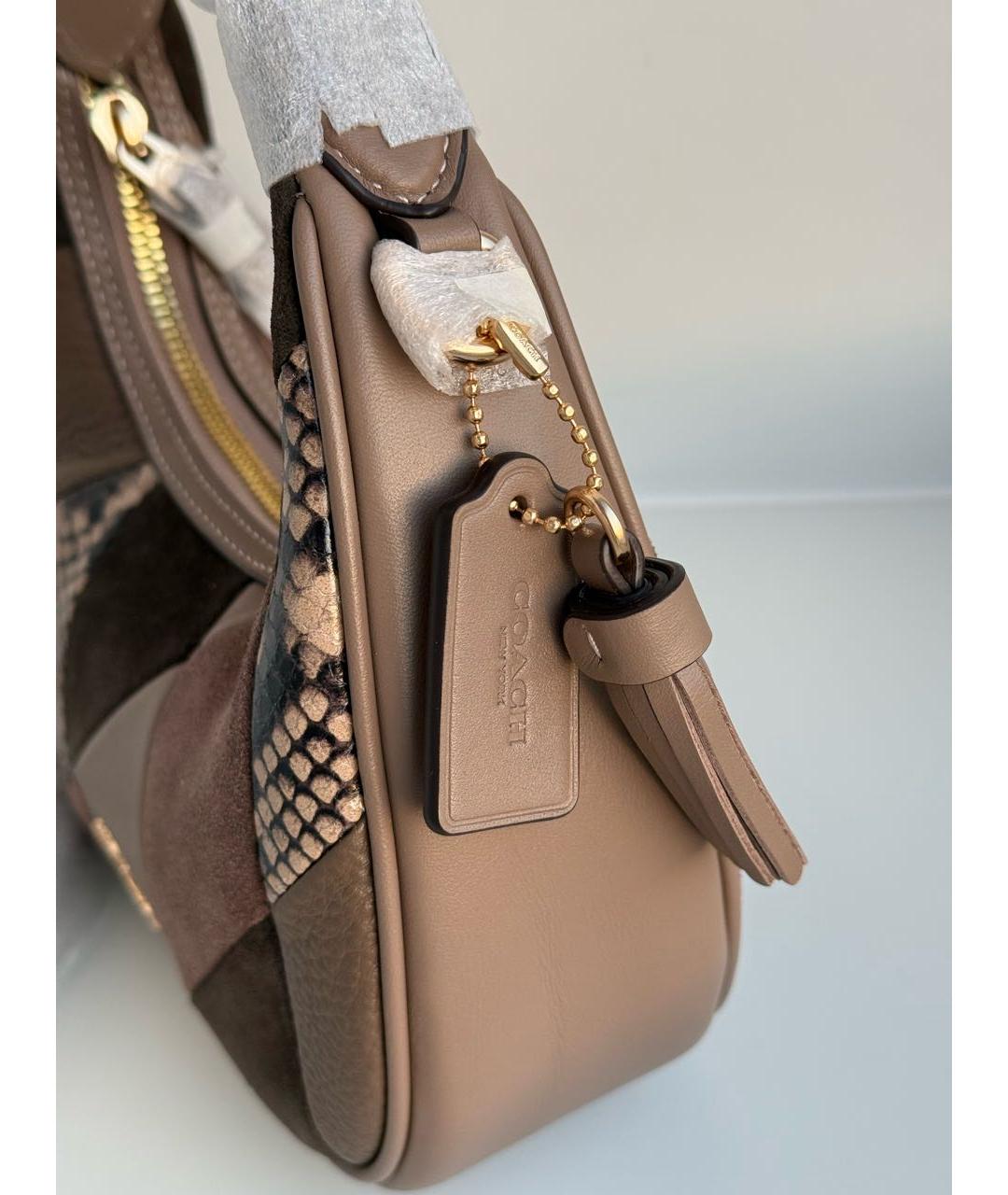 COACH Коричневая кожаная сумка через плечо, фото 5