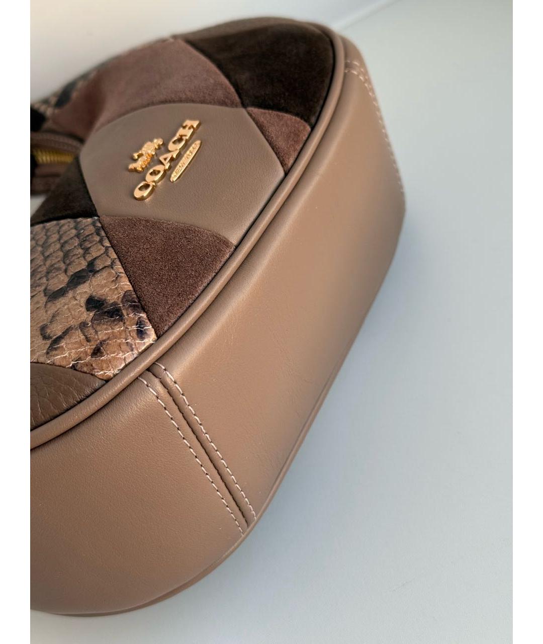 COACH Коричневая кожаная сумка через плечо, фото 7