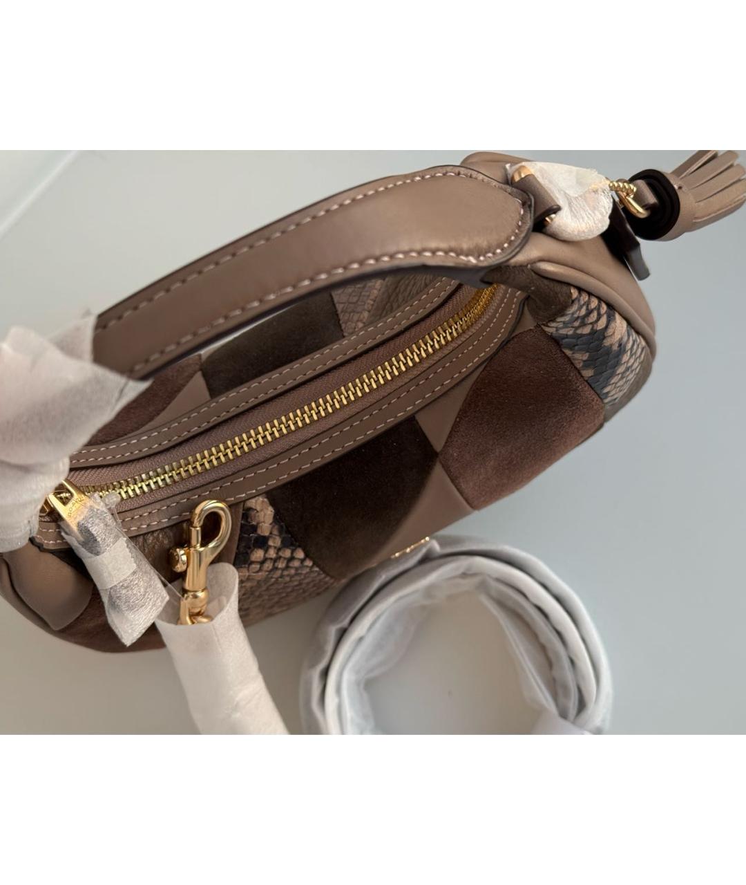 COACH Коричневая кожаная сумка через плечо, фото 6