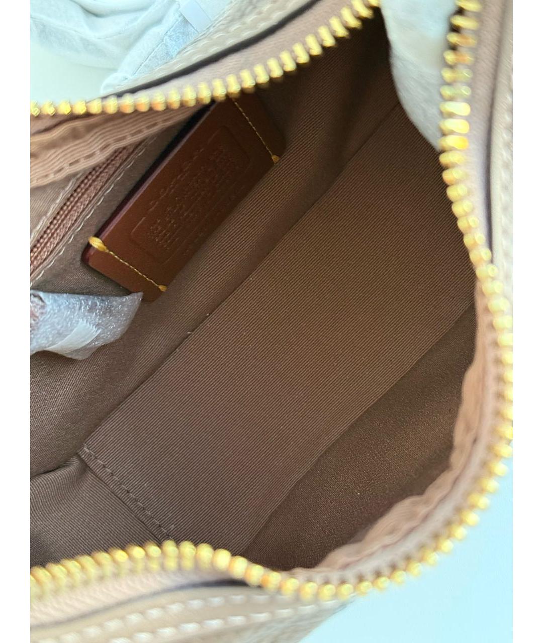 COACH Коричневая кожаная сумка через плечо, фото 4