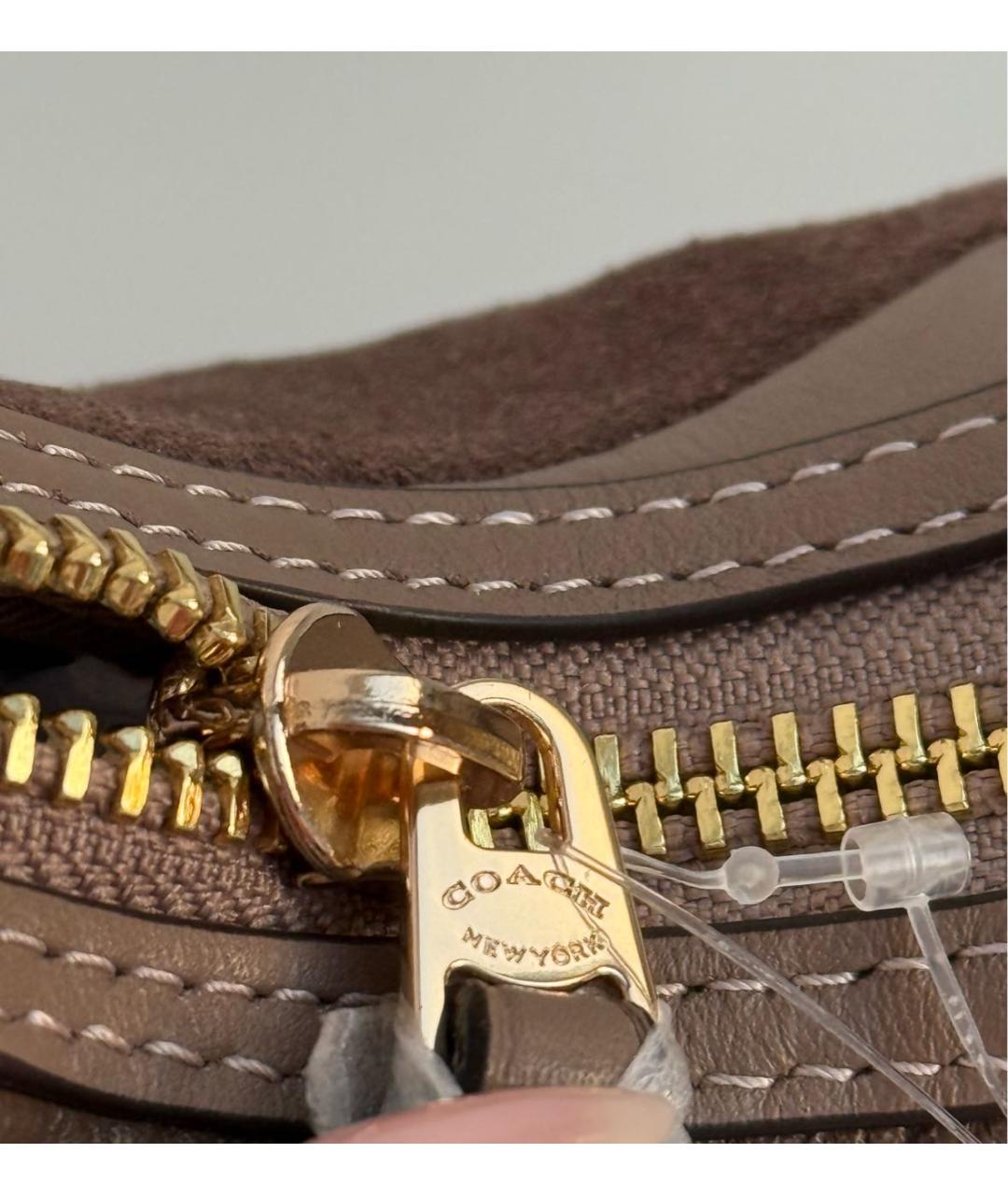 COACH Коричневая кожаная сумка через плечо, фото 8
