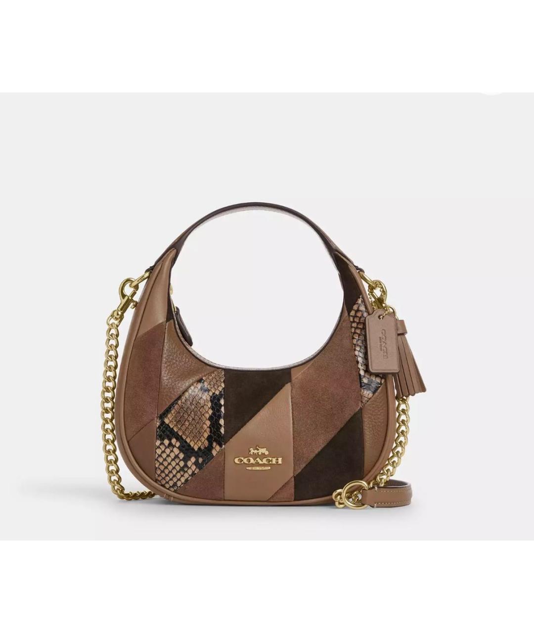 COACH Коричневая кожаная сумка через плечо, фото 9