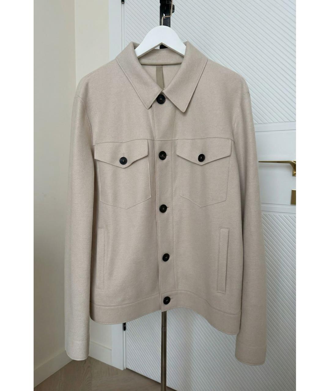 HARRIS WHARF LONDON Бежевая шерстяная кэжуал рубашка, фото 4