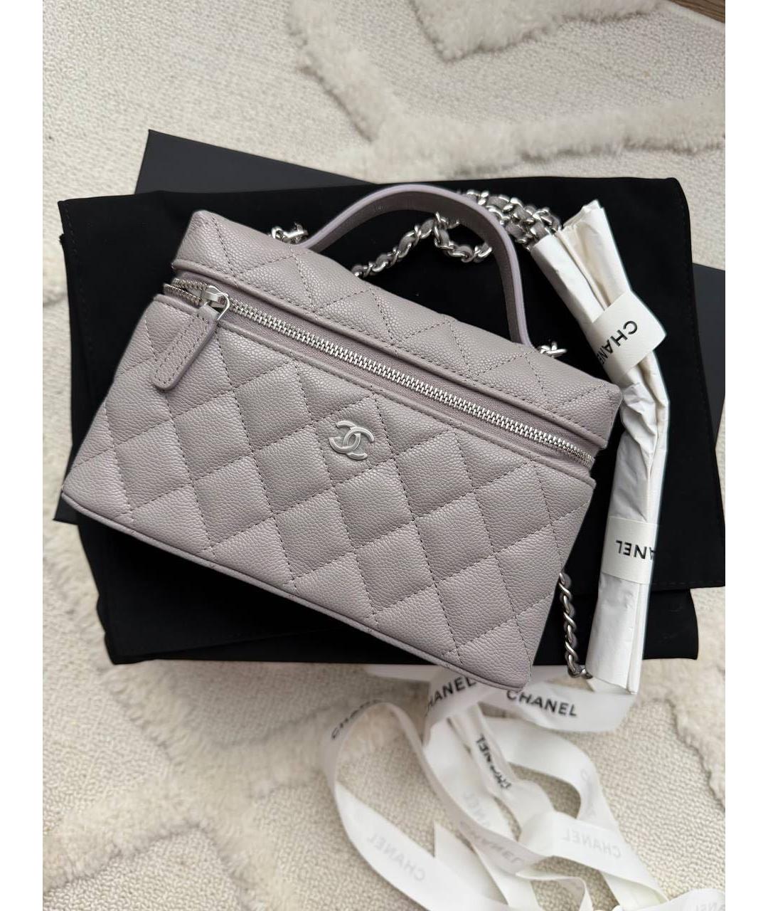 CHANEL Серая кожаная сумка через плечо, фото 8