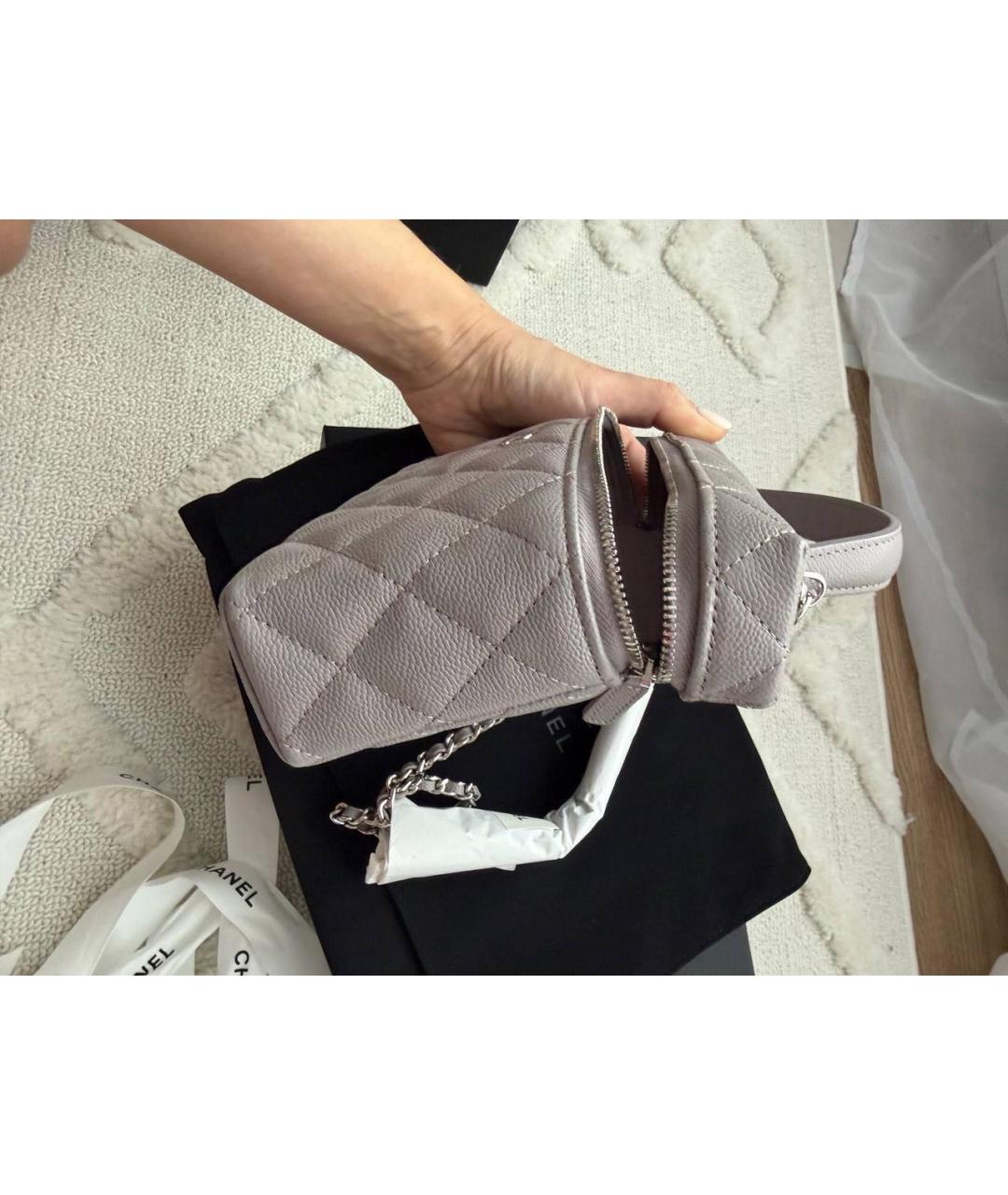 CHANEL Серая кожаная сумка через плечо, фото 6
