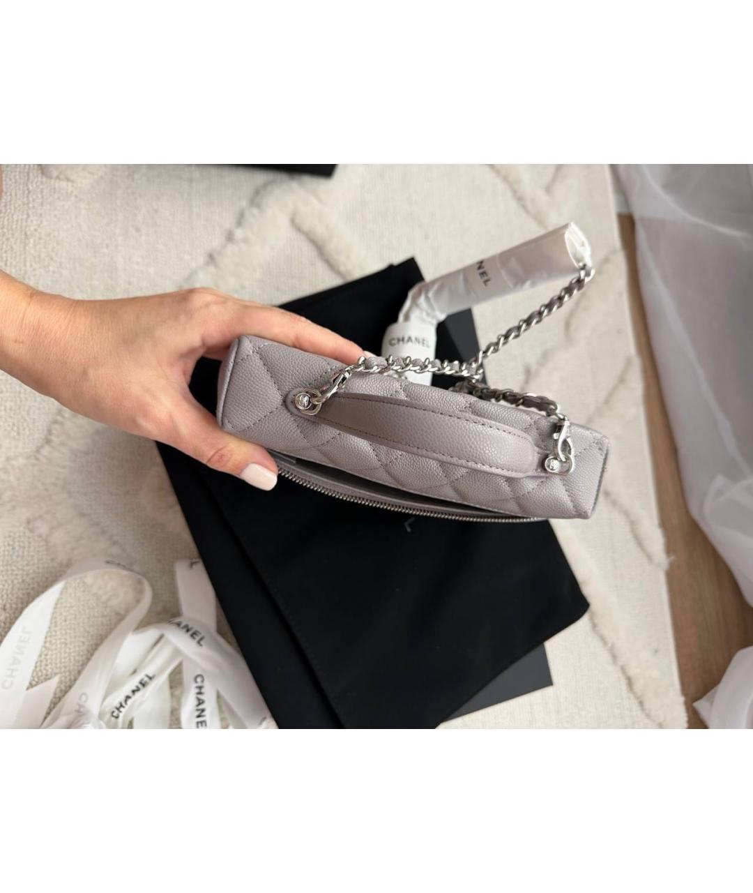 CHANEL Серая кожаная сумка через плечо, фото 4