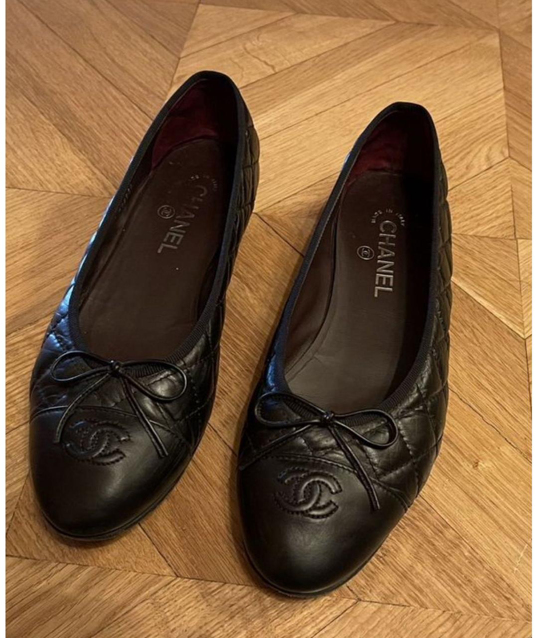 CHANEL Черные кожаные балетки, фото 4