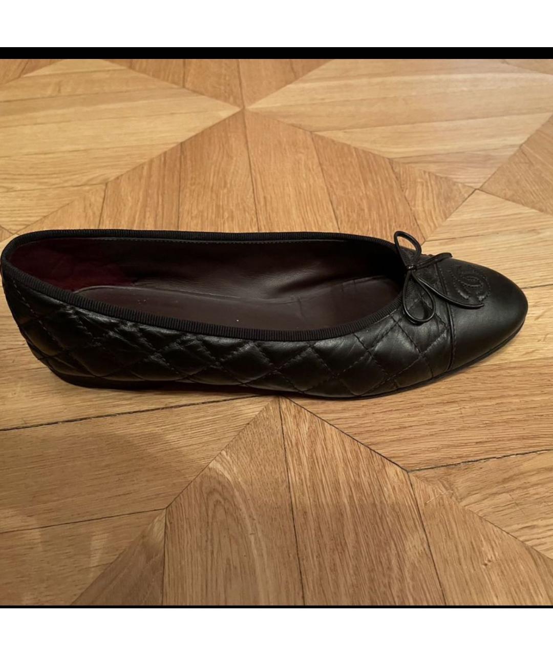 CHANEL Черные кожаные балетки, фото 7