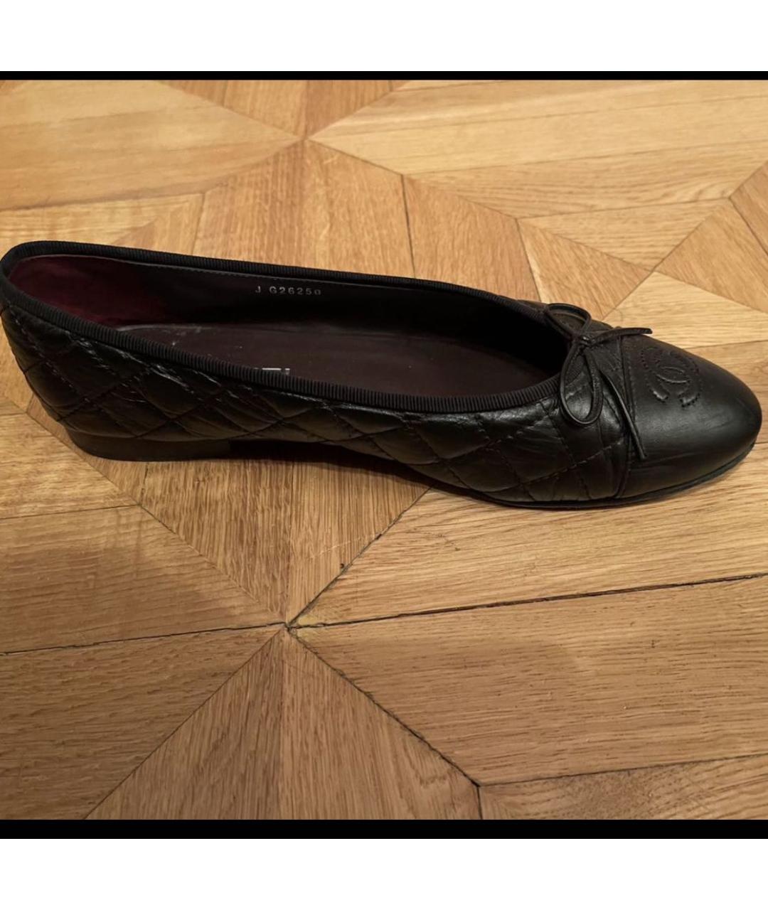 CHANEL Черные кожаные балетки, фото 6