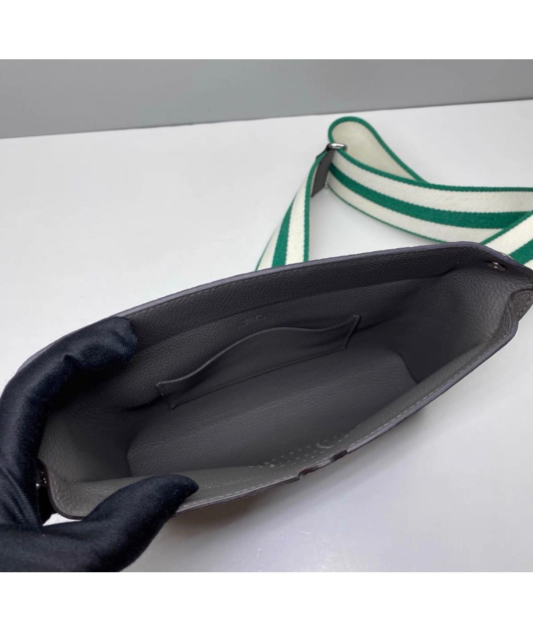 HERMES Антрацитовая кожаная сумка на плечо, фото 4