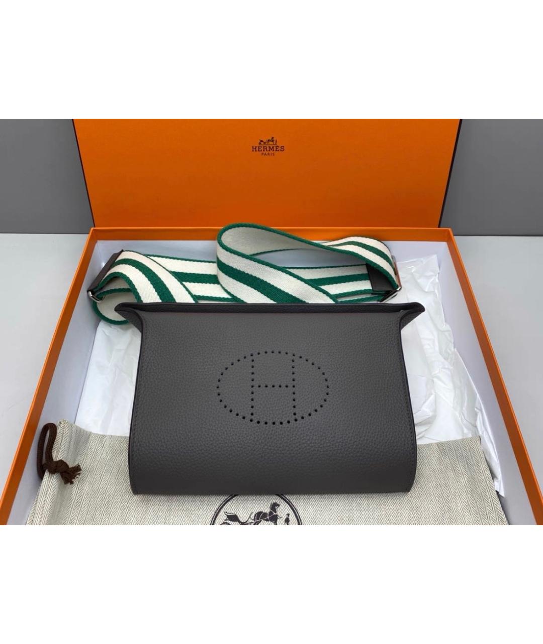 HERMES Антрацитовая кожаная сумка на плечо, фото 2