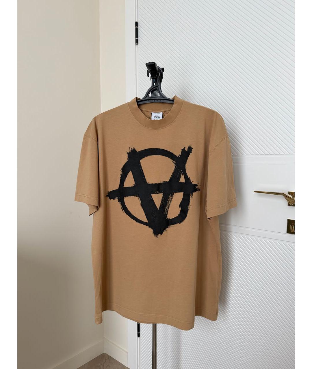 VETEMENTS Бежевая хлопковая футболка, фото 5