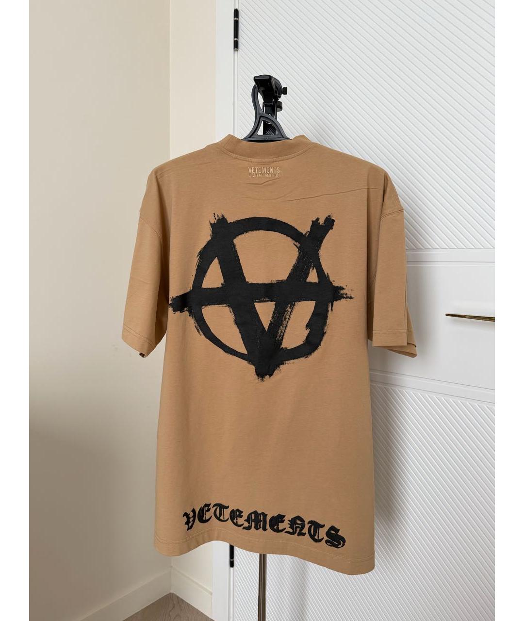 VETEMENTS Бежевая хлопковая футболка, фото 2