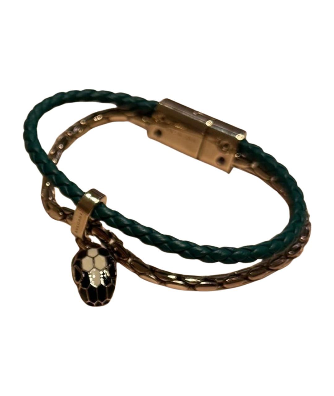 BVLGARI Зеленый кожаный браслет, фото 1