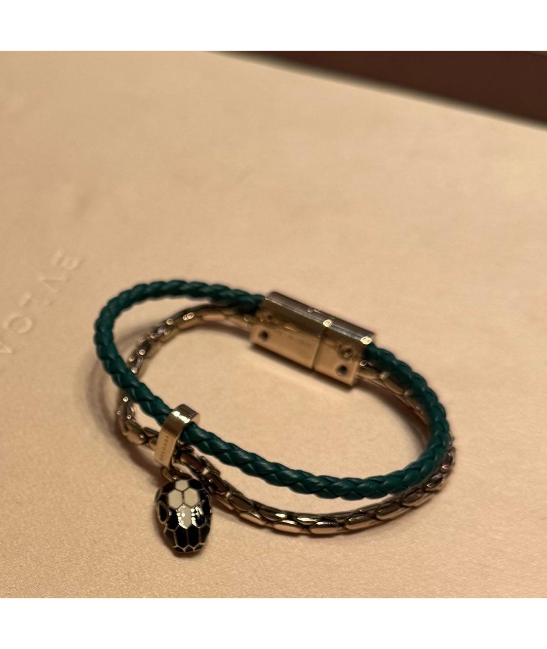 BVLGARI Зеленый кожаный браслет, фото 4