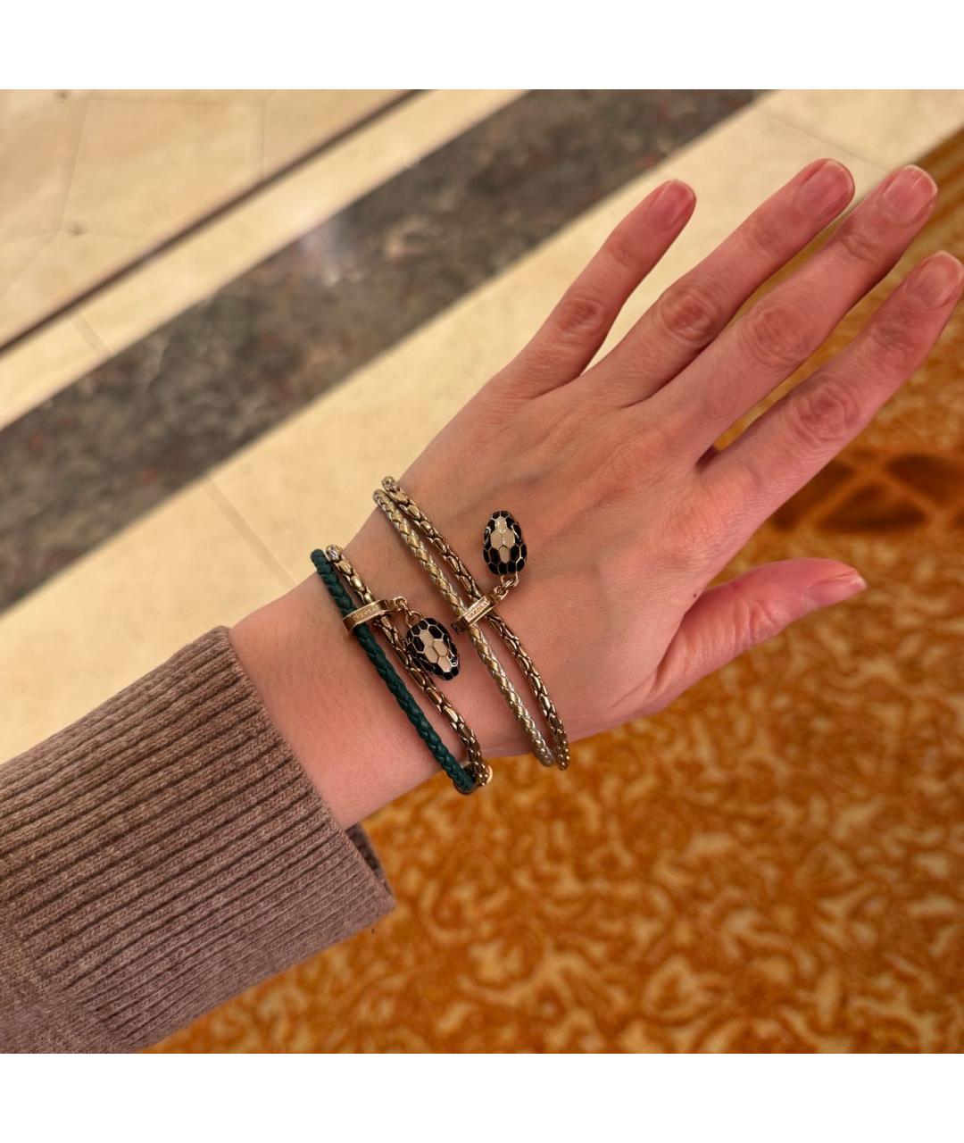 BVLGARI Зеленый кожаный браслет, фото 2