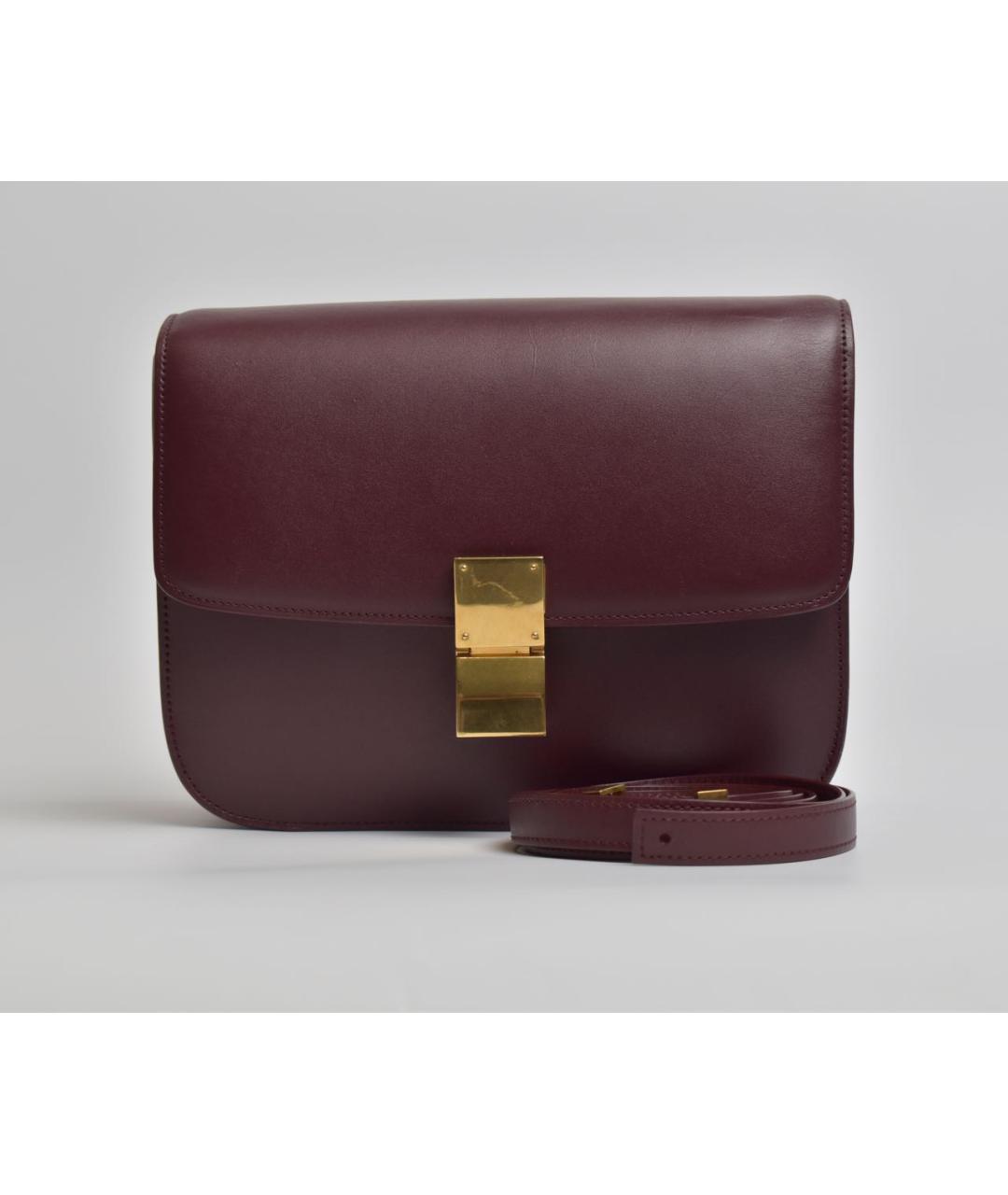 CELINE Бордовая кожаная сумка через плечо, фото 2