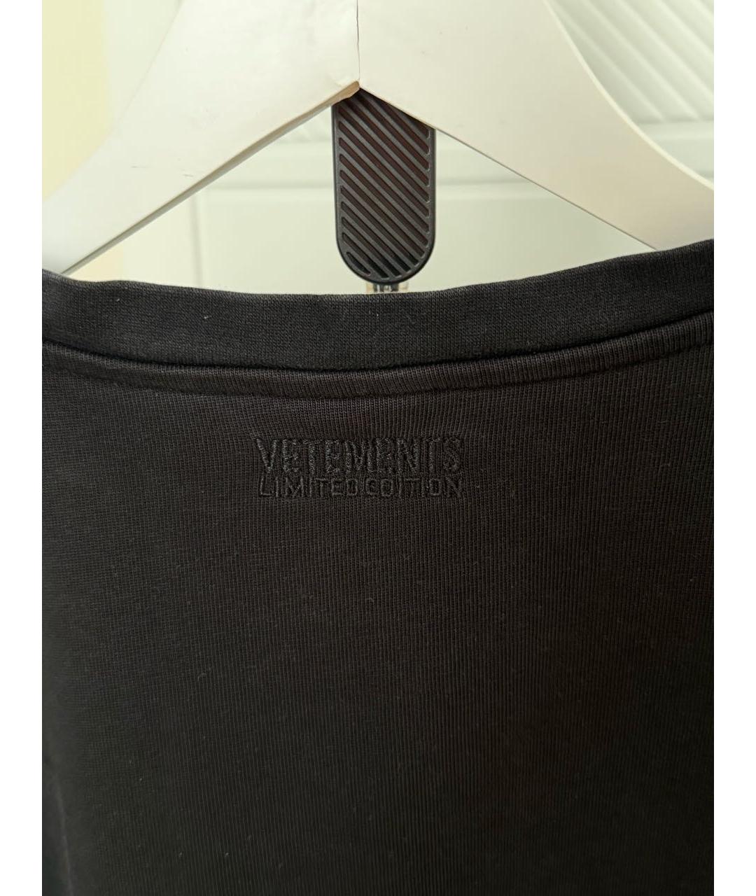VETEMENTS Черная хлопковая футболка, фото 4