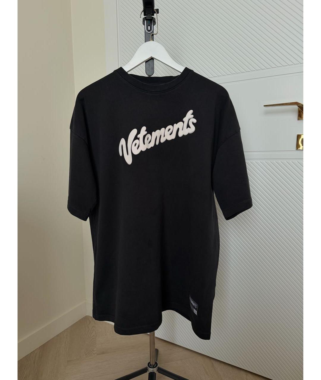 VETEMENTS Черная хлопковая футболка, фото 5