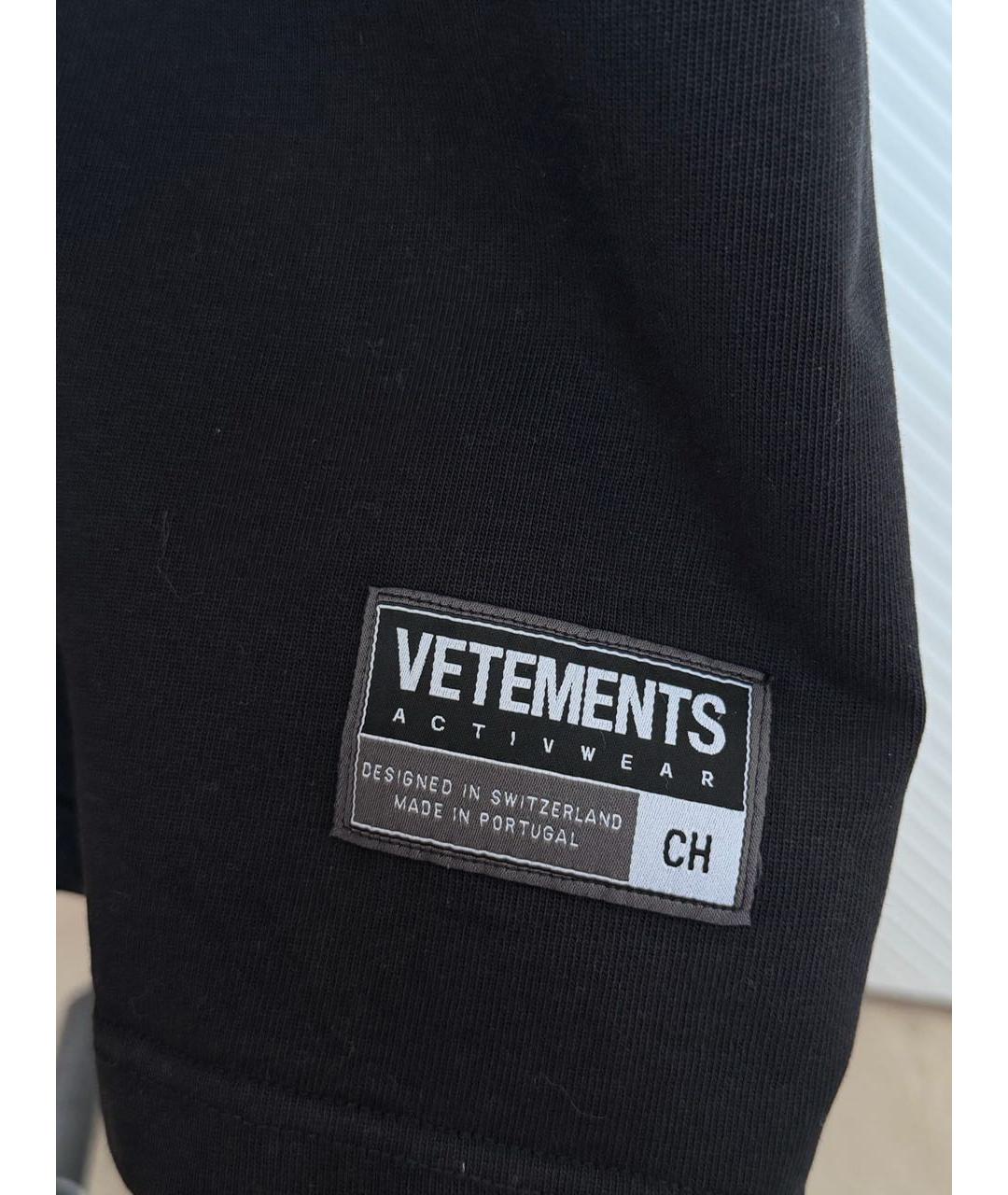 VETEMENTS Черная хлопковая футболка, фото 3